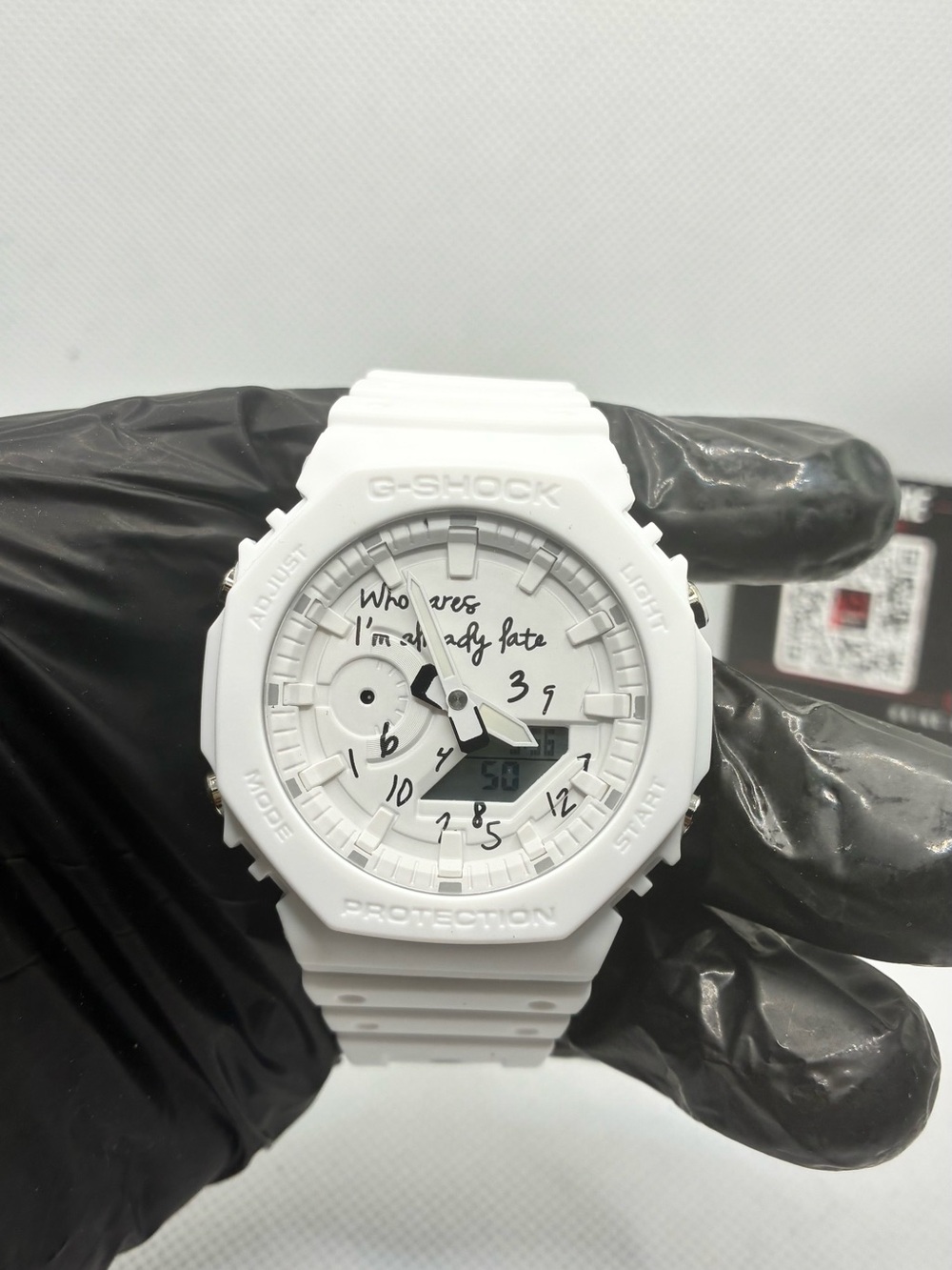 Custom Casio White & Black Analog-Digital G-Shock Watch